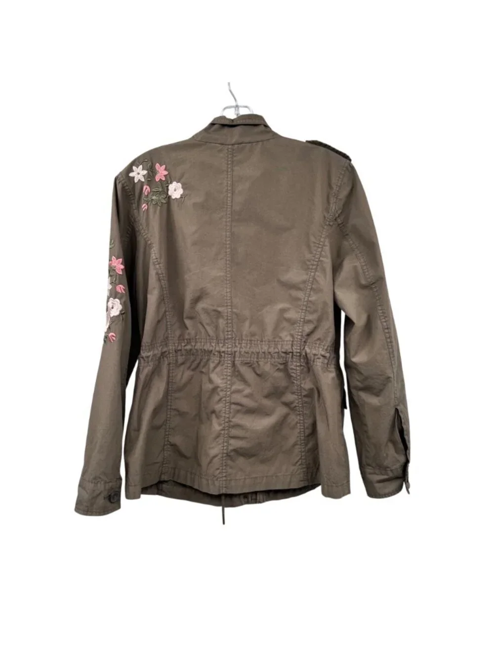 G.H. Bass & Co Womens Utility Anorak Jacket Embroidered Full Zip Green/Multi LP